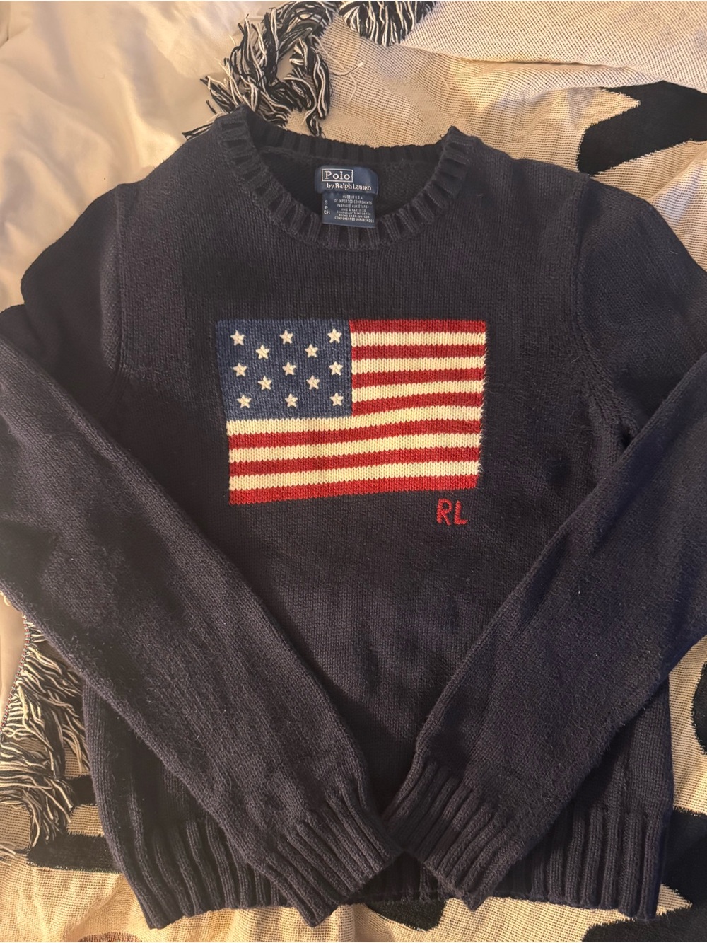 Polo by Ralph Lauren - The Iconic Flag Sweater in Navy Blue - Picture 4 of 7